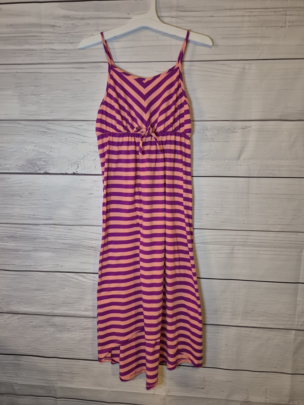 Circo Girls Coral and Purple Striped Spaghetti Strap Hi-Lo Maxi Dress Large